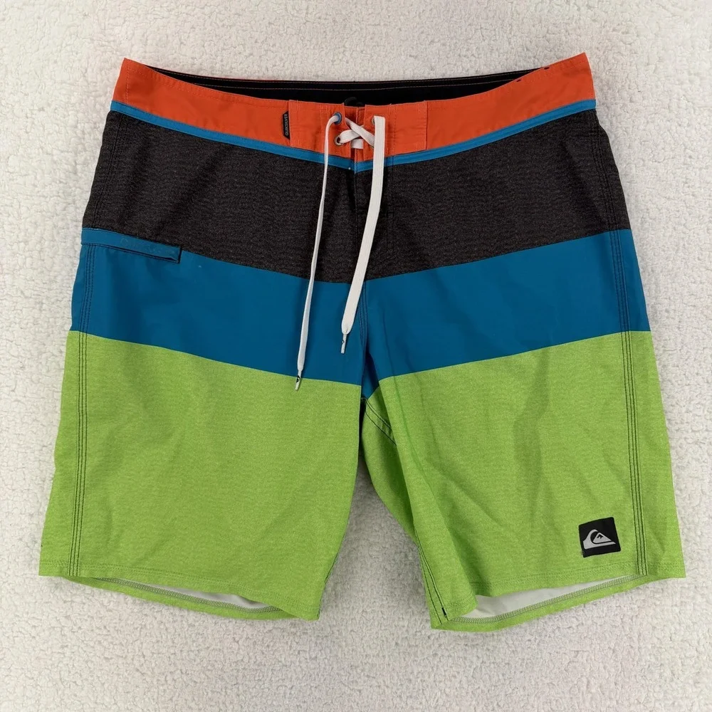Quiksilver Board Shorts Mens‎ 36 Multicolor Colorblock Swim Trunks Surf Stretch